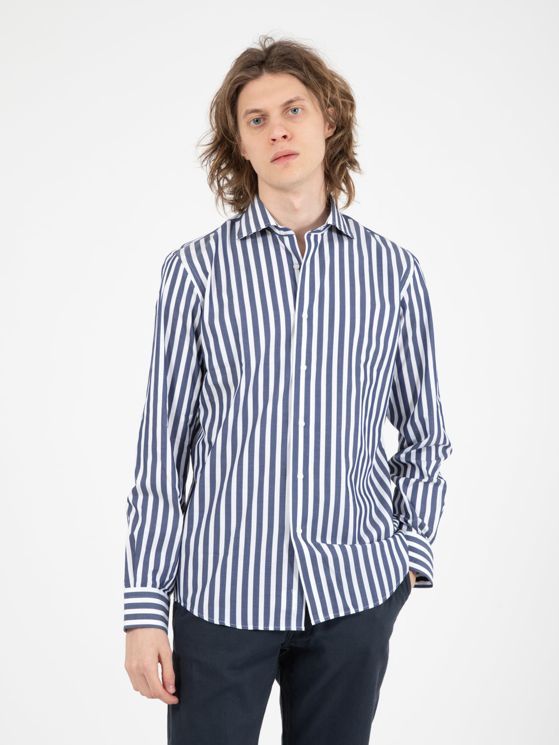Camicia No Iron bianco / blu