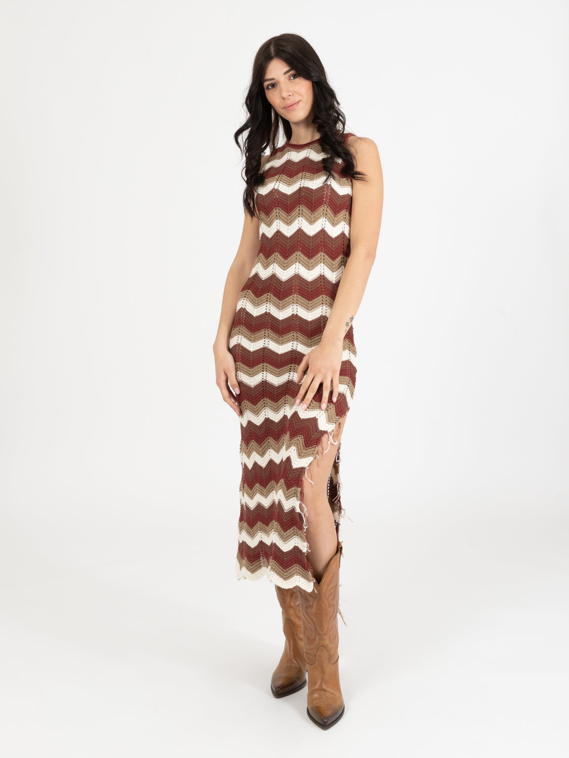 Abito lungo in maglia crotchet