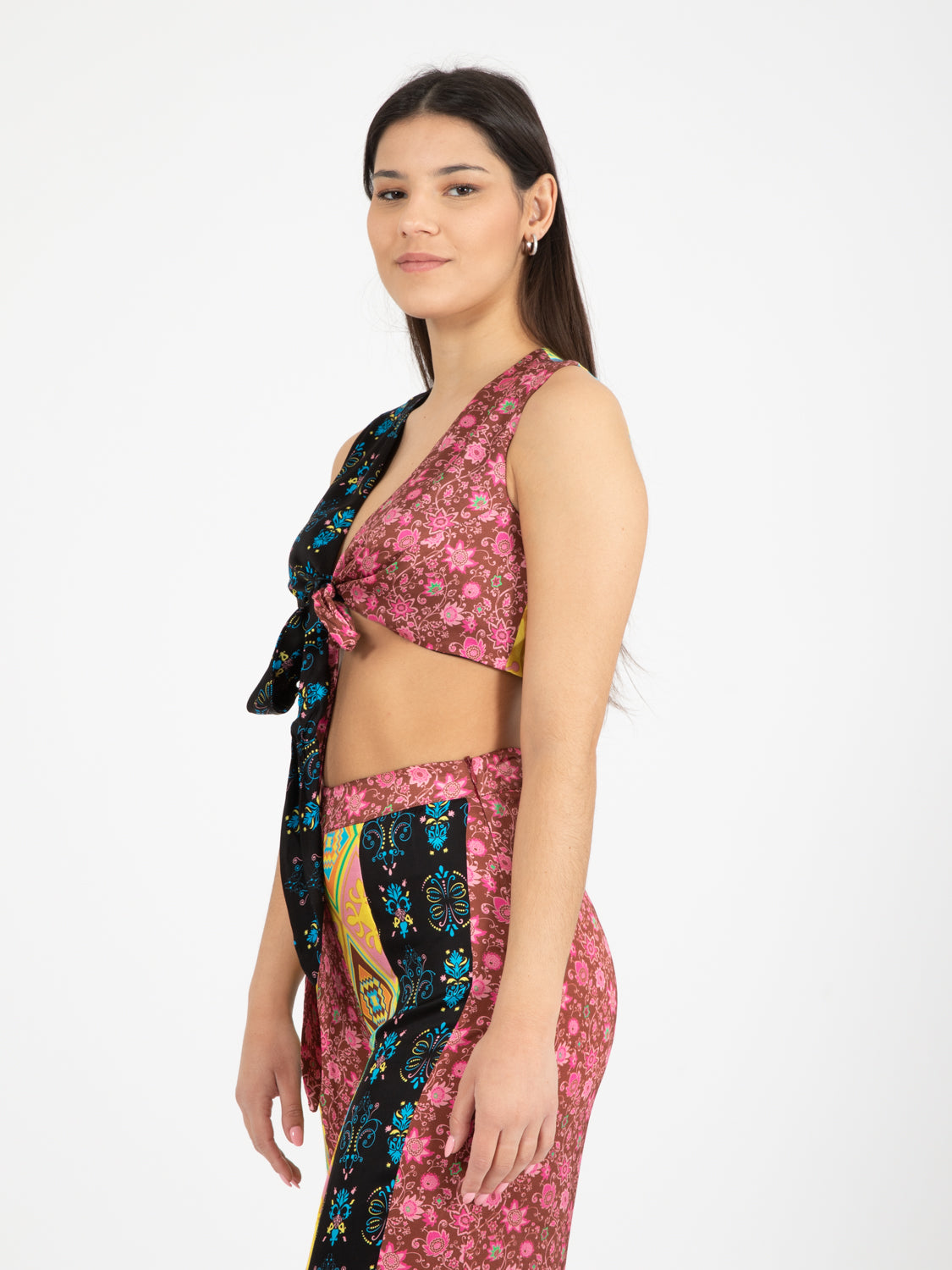 Top annodato fantasia patchwork