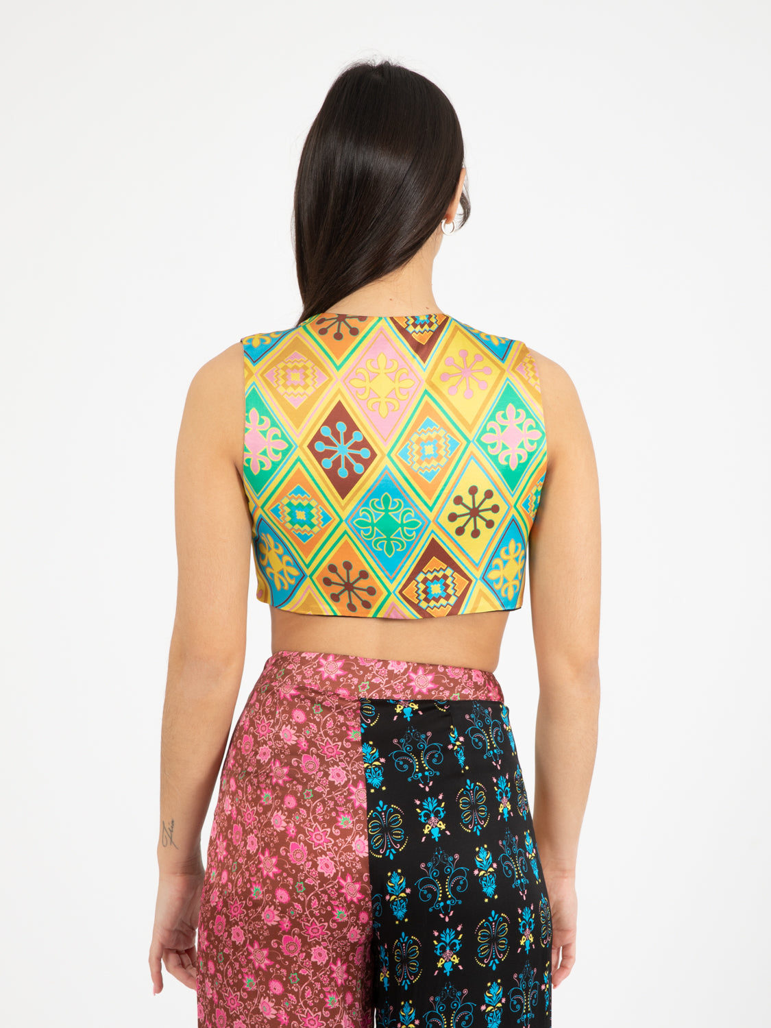 Top annodato fantasia patchwork