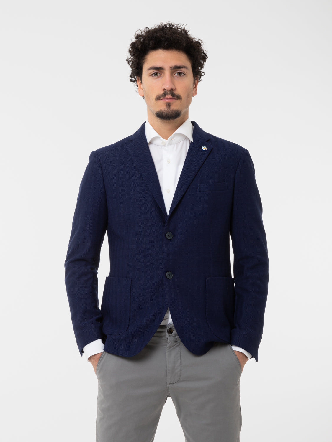 Blazer jersey spinato royal blue