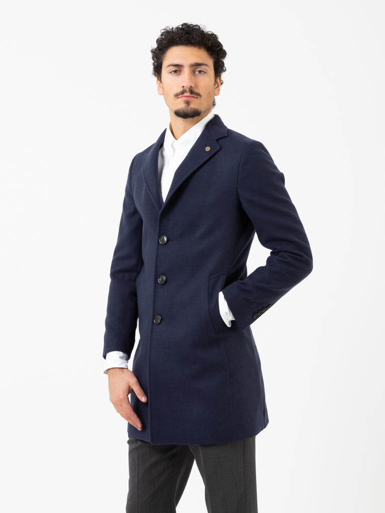 ALESSANDRO GILLES - Cappotto slim in panno blu