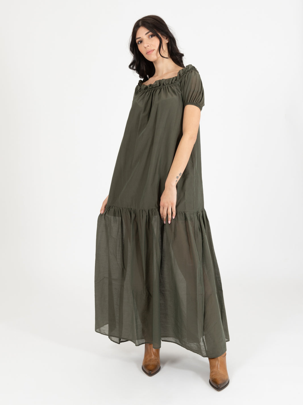 Long dress with army flounce