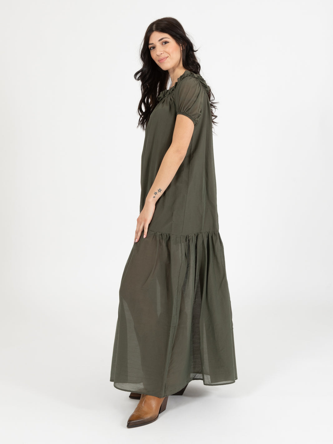 Long dress with army flounce