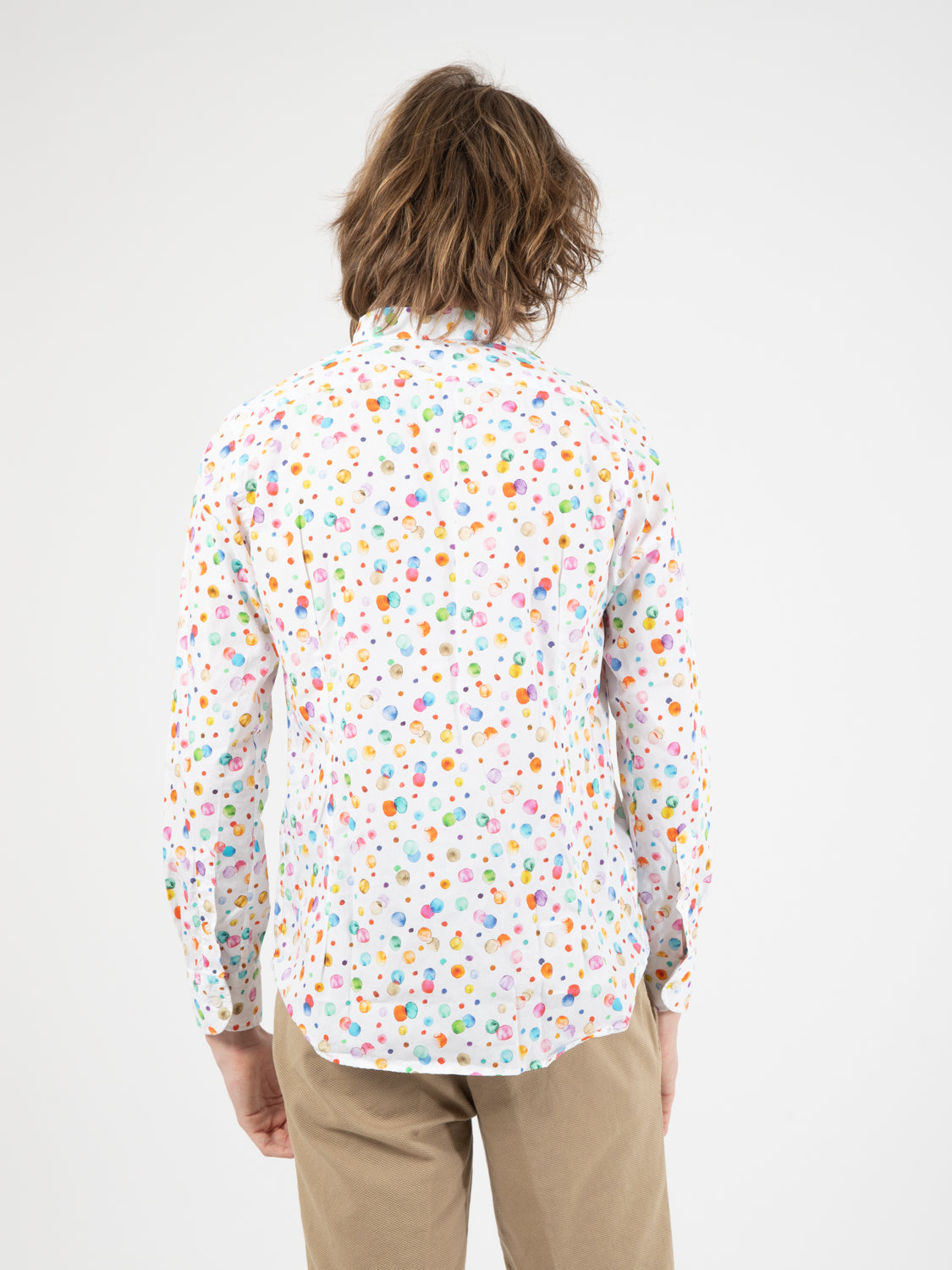 Camicia fantasia a pois bianco