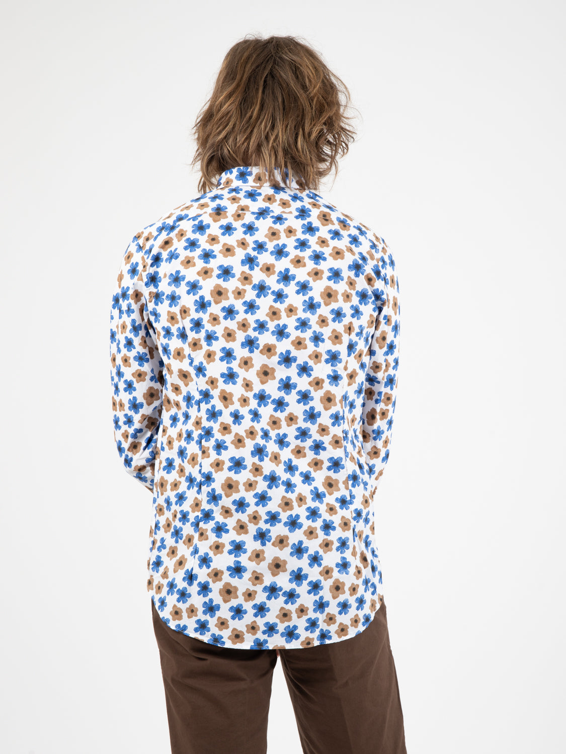 Camicia fantasia floreale bianco / blu / marrone