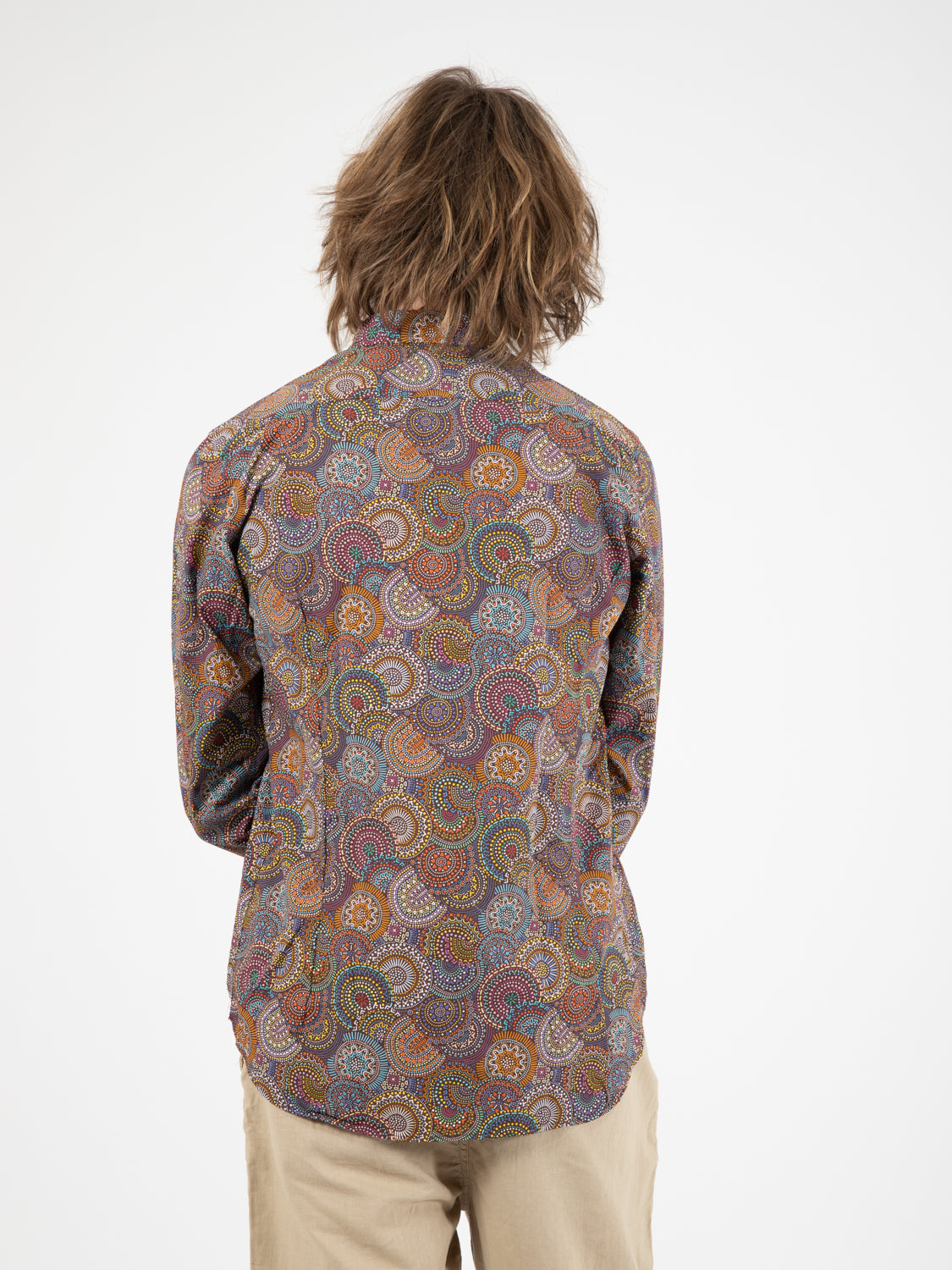 Camicia fantasia jacquard geometrico multicolor