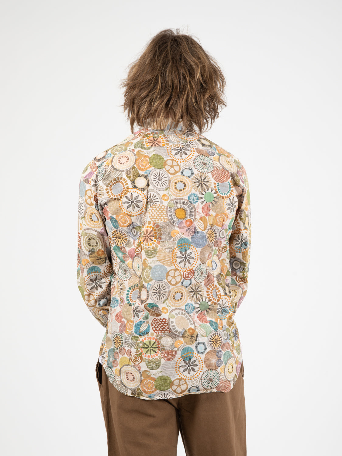 Camicia Tela fantasia geometrica floreale beige