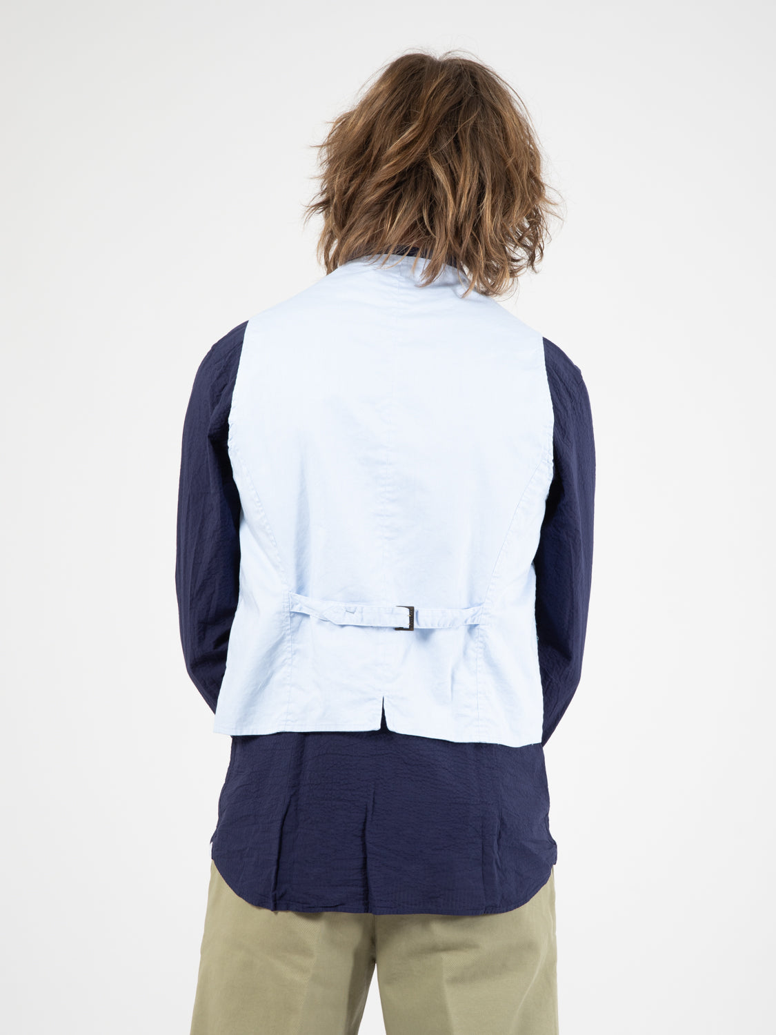 White/light blue floral geometric pattern vest