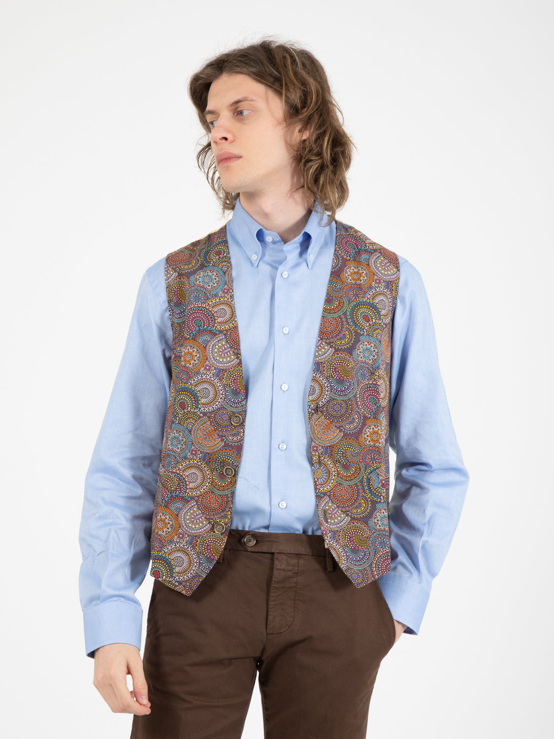 Black/yellow geometric jacquard pattern vest