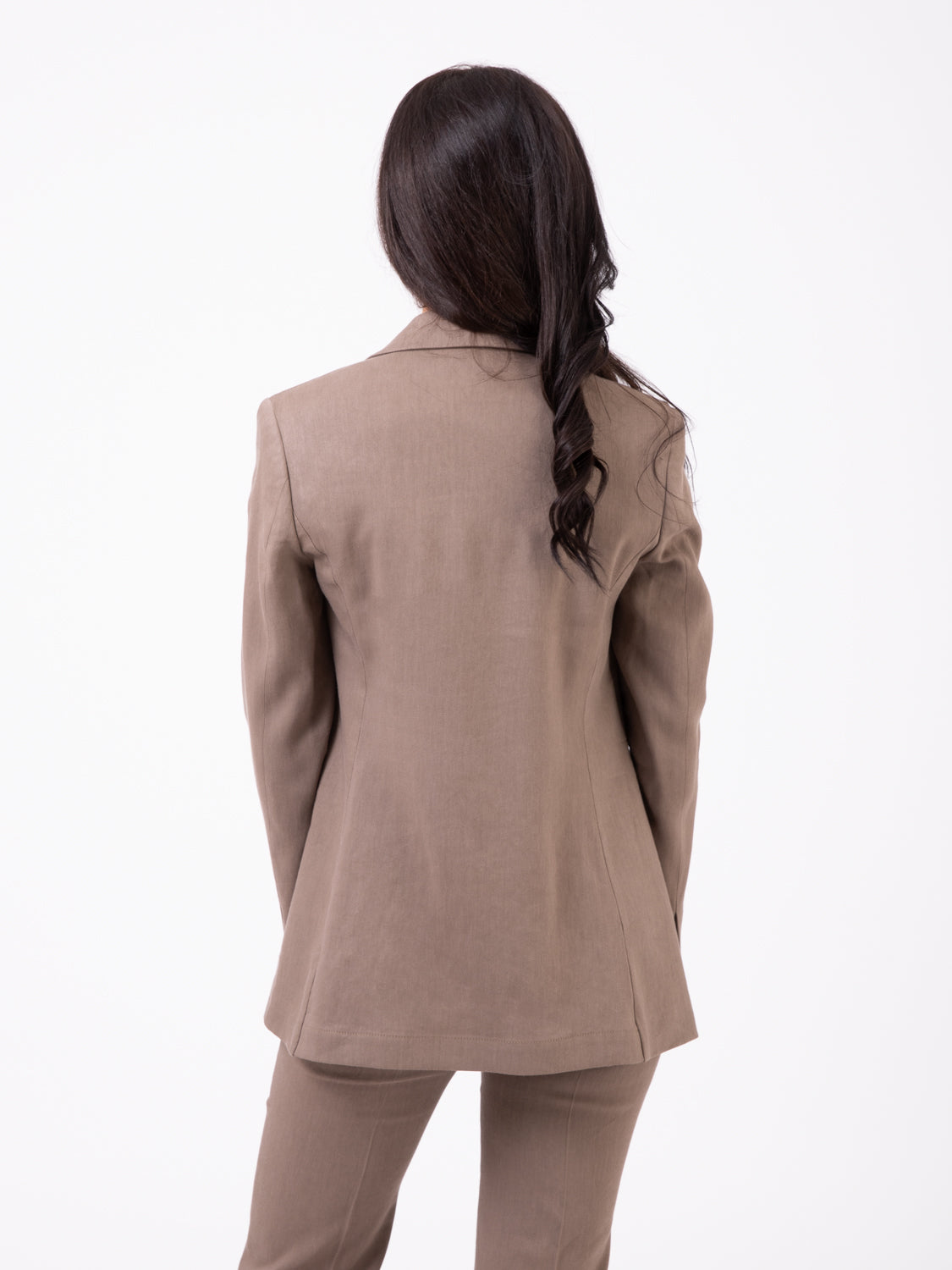 Blazer lino stretch monopetto terra