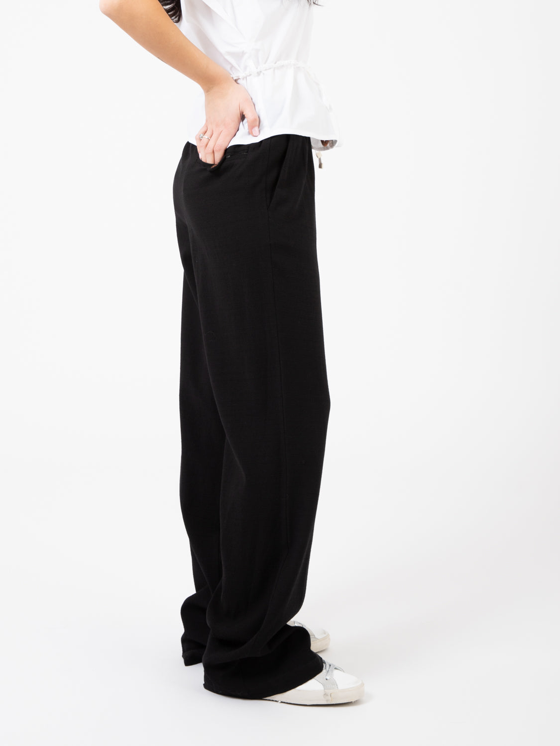 Pantaloni crispy fluid ampio nero