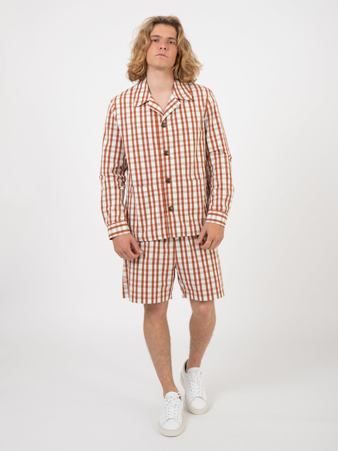 Giacca camicia a quadri ruggine