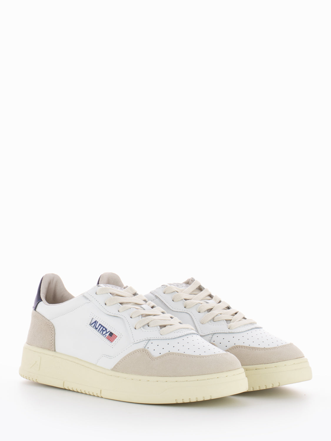 01 low in leather and suede white / blue