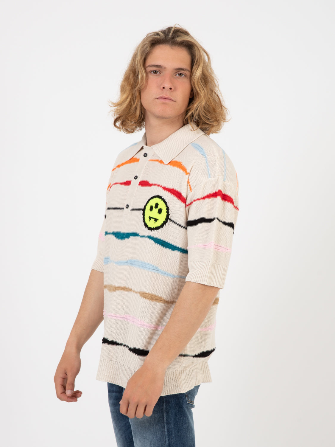 Polo shirt righe colorate beige