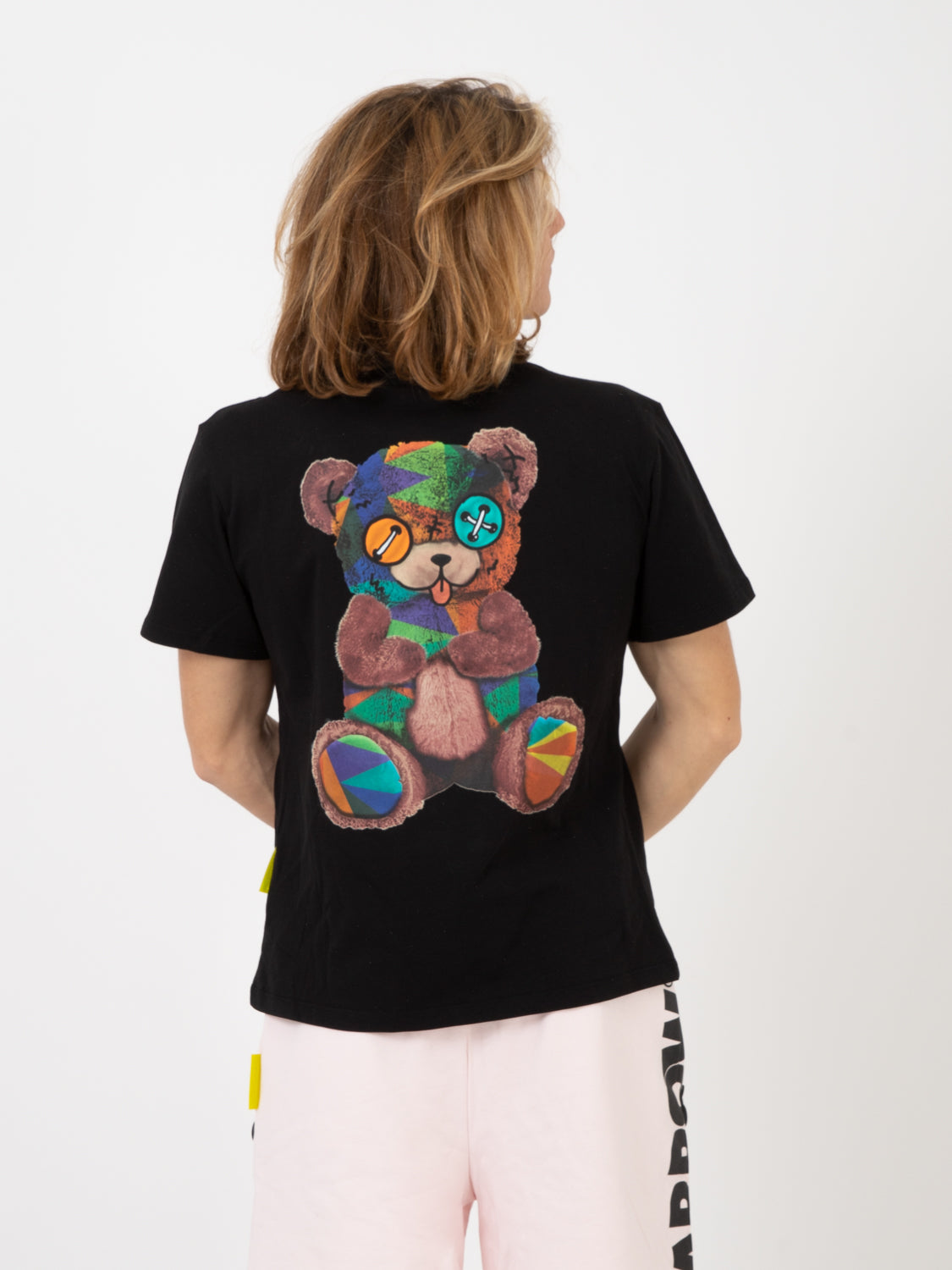 T-shirt jersey con stampa teddy nera