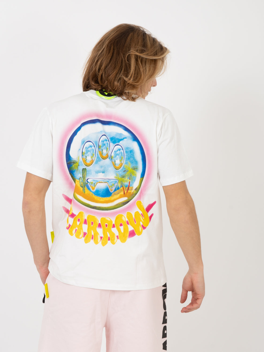 T-shirt stampa grafica paesaggio bianca