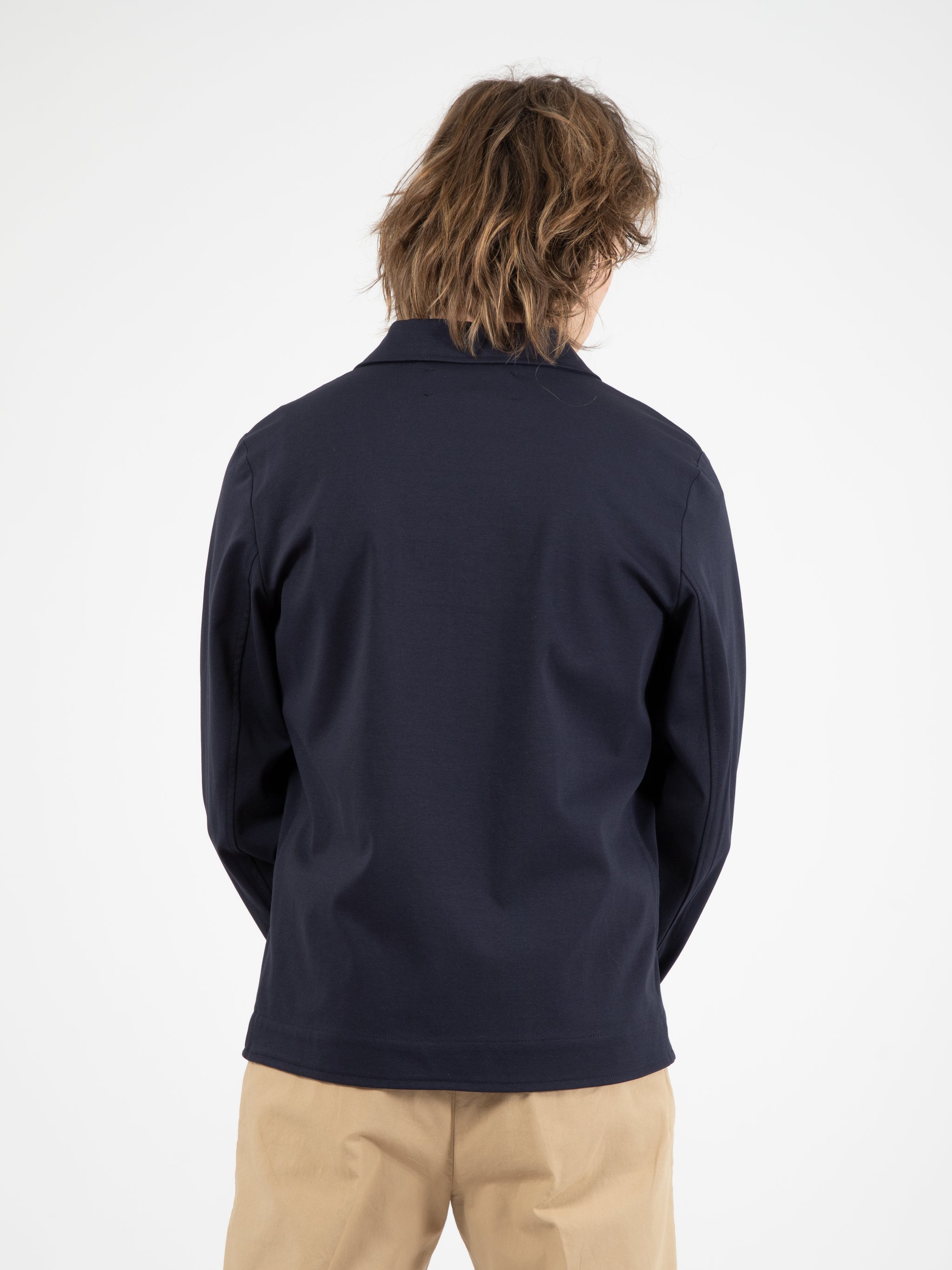 Giacca camicia cotone e nylon navy