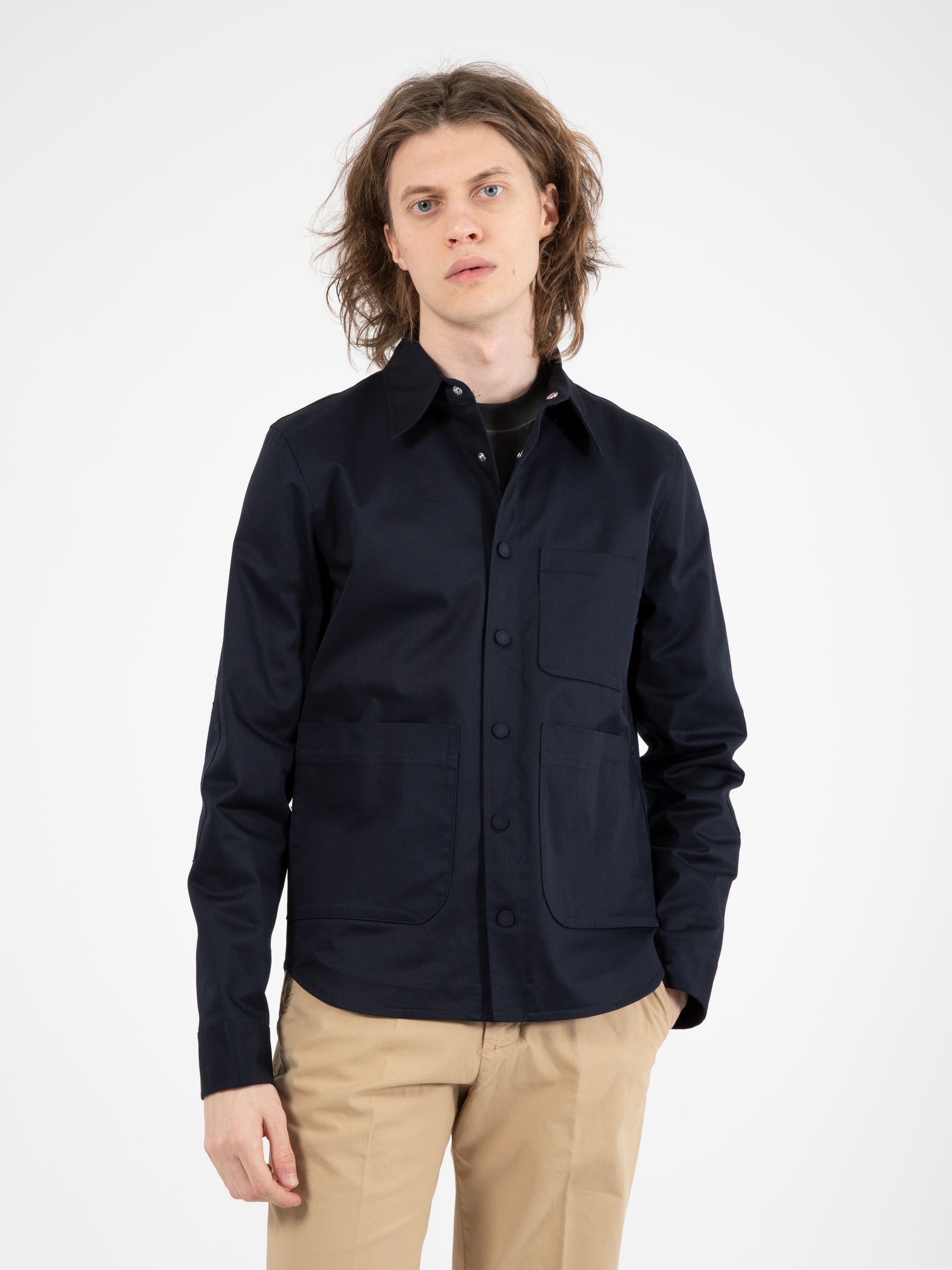 Blue cotton shirt jacket