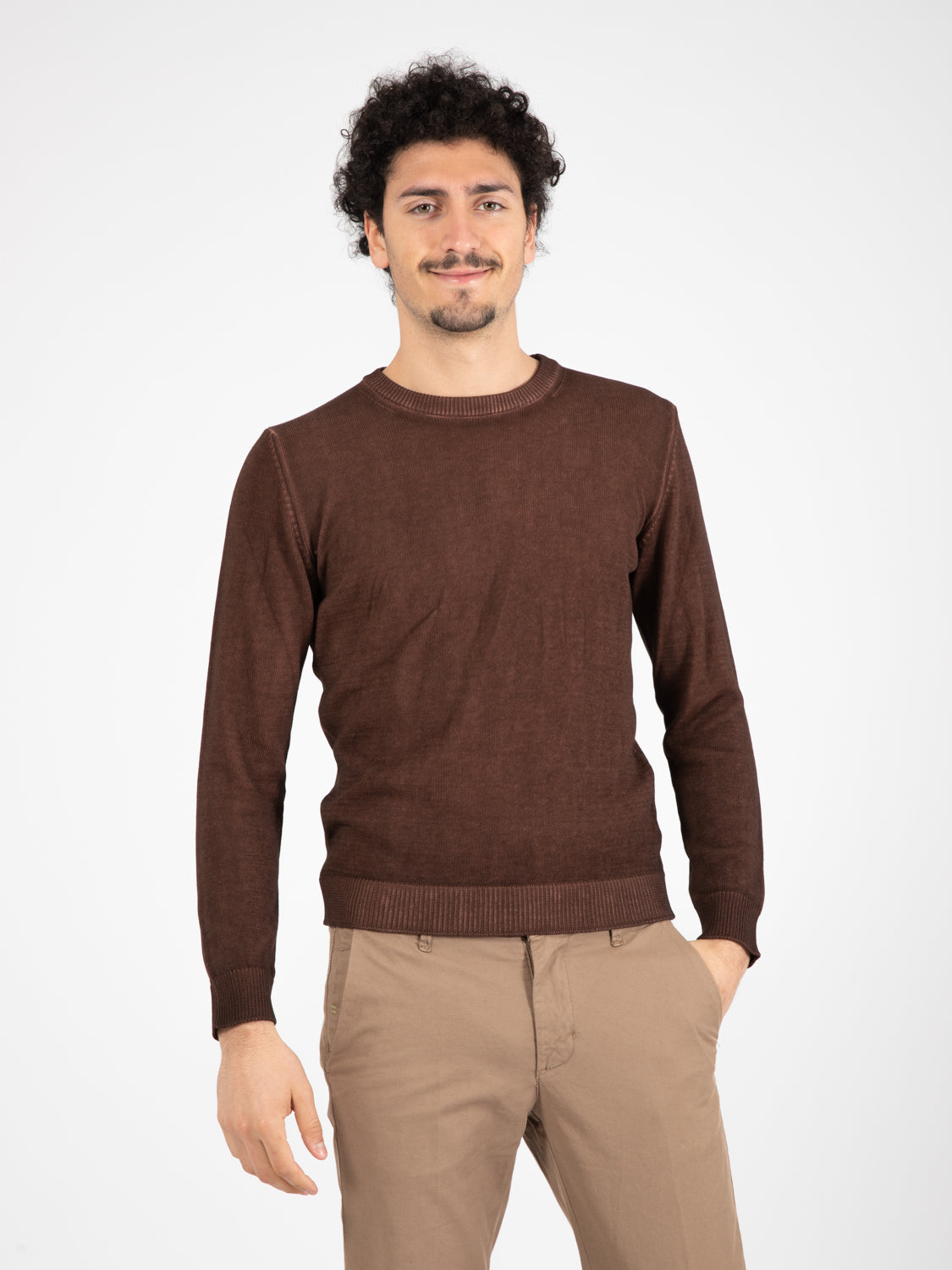 Maglia girocollo old 7 fili testa di moro