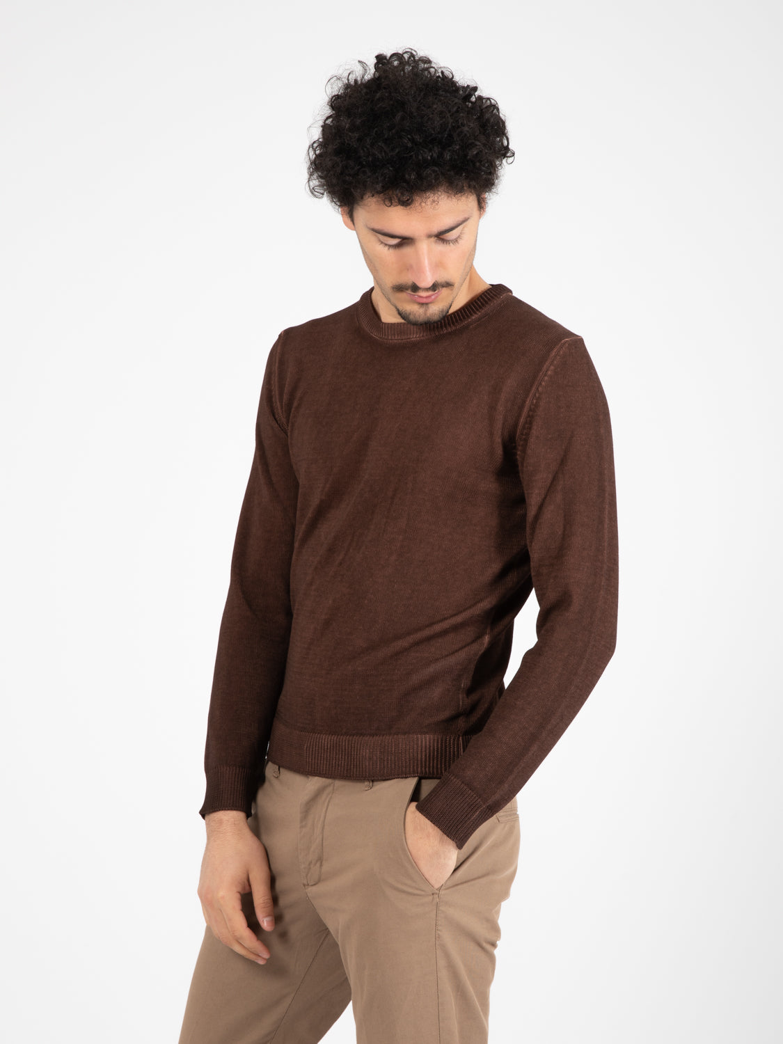 Maglia girocollo old 7 fili testa di moro