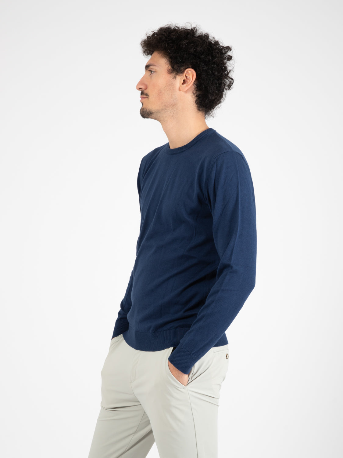 Maglione girocollo classico blu chiaro