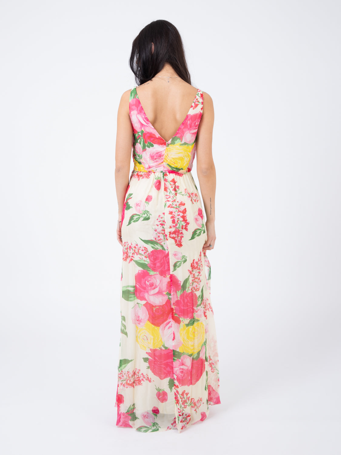 Painted flowers long dress