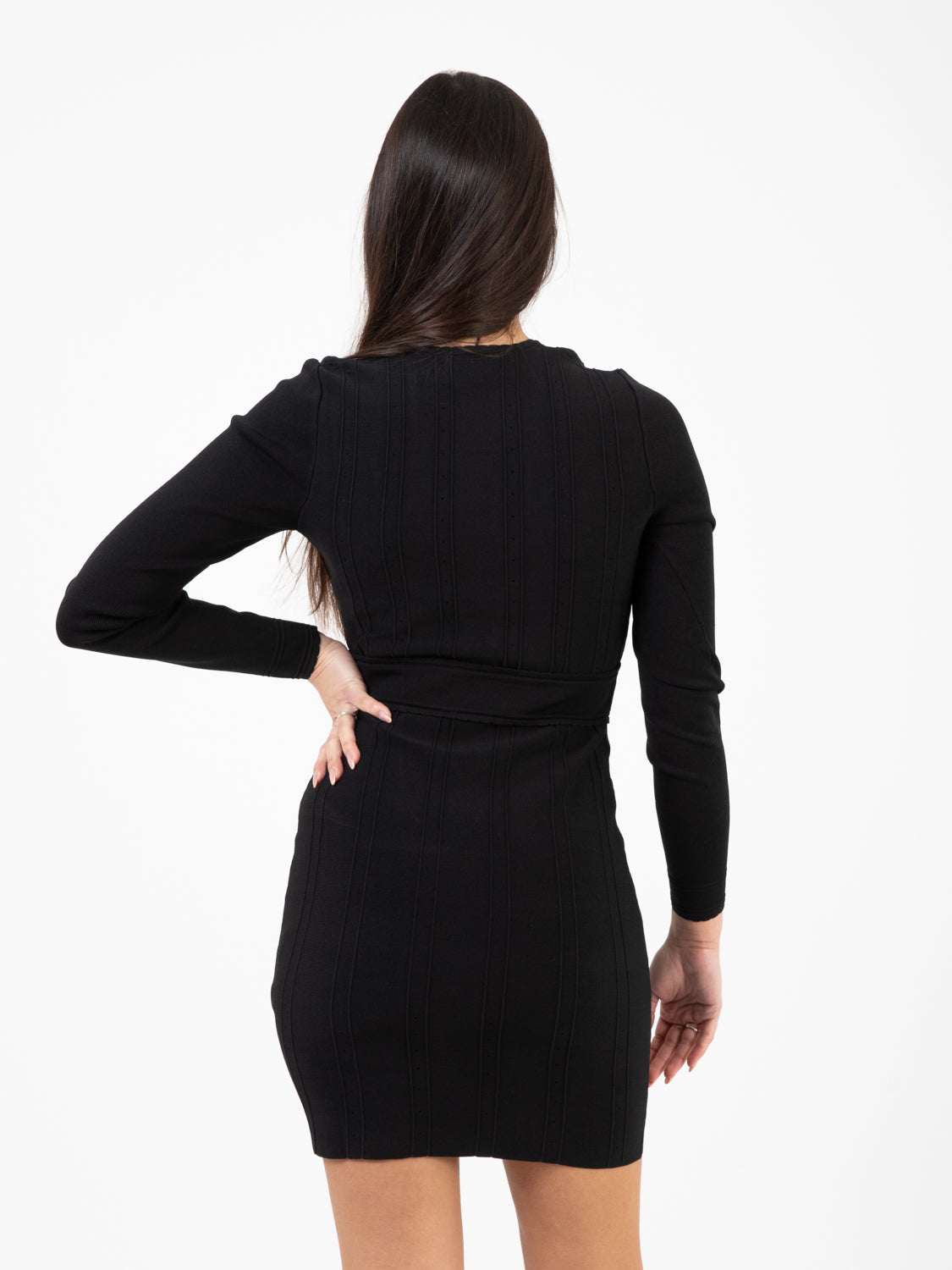 Black Logo Buckle Knit Dress