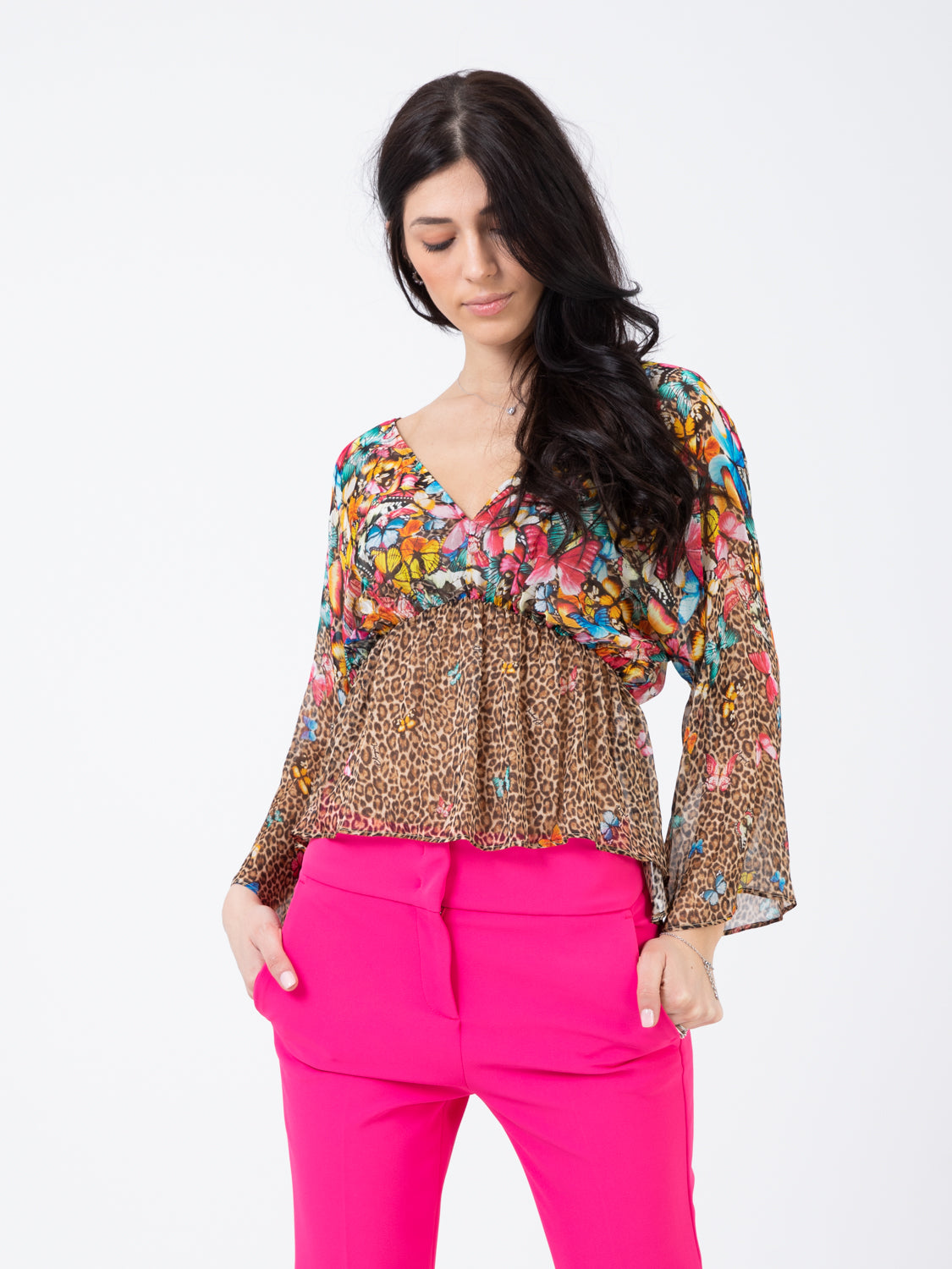 Wild Butterflies Print Blouse