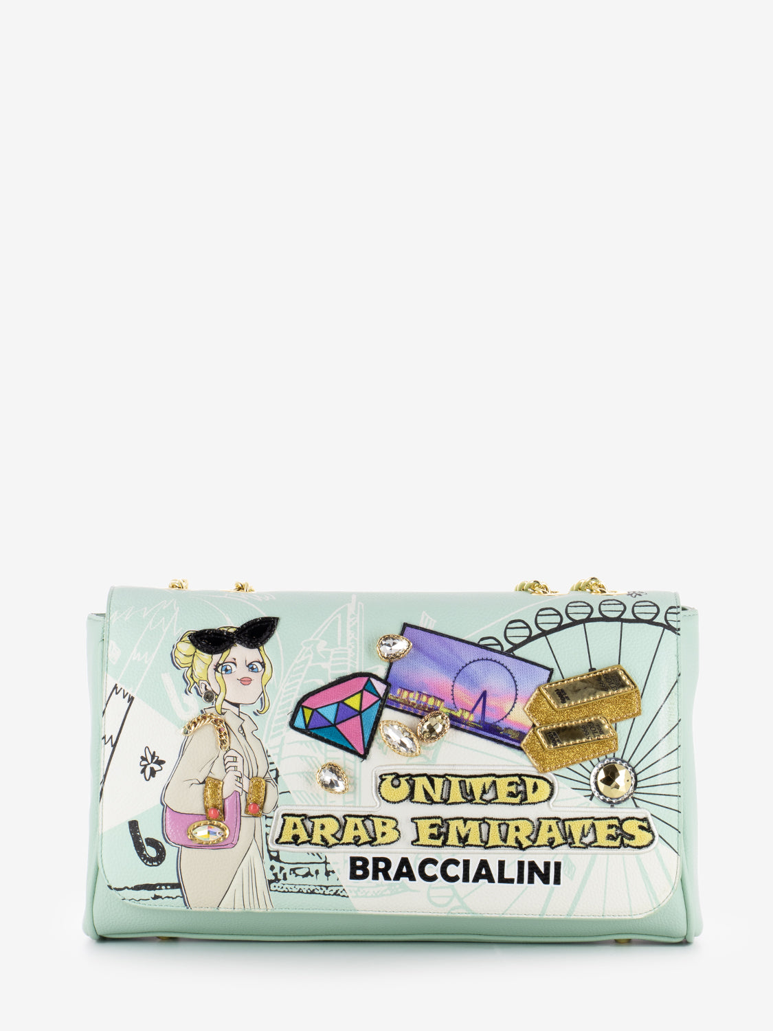 Borsa a spalla Cartoline verde