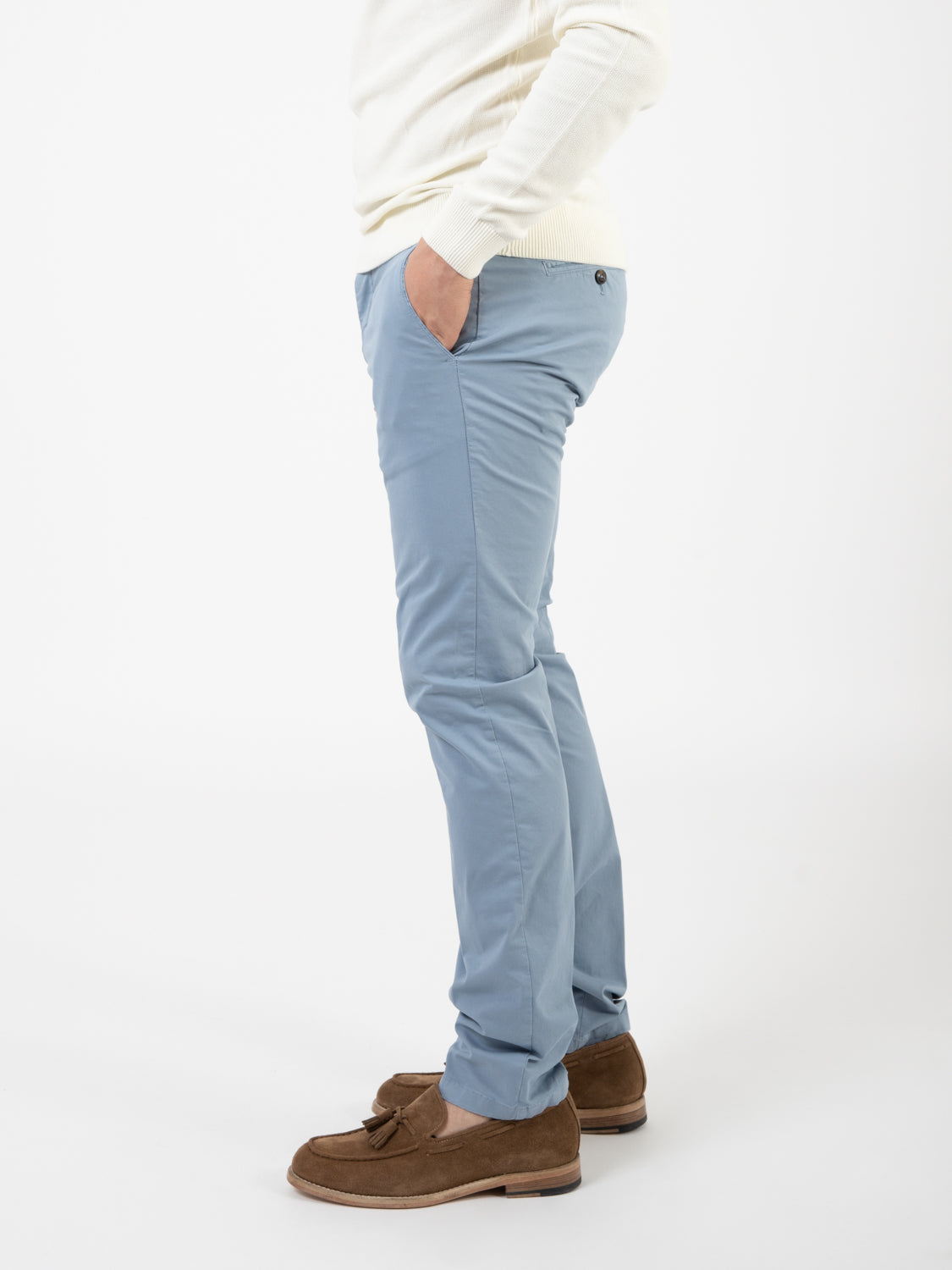 Pantaloni in cotone stretch azzurri