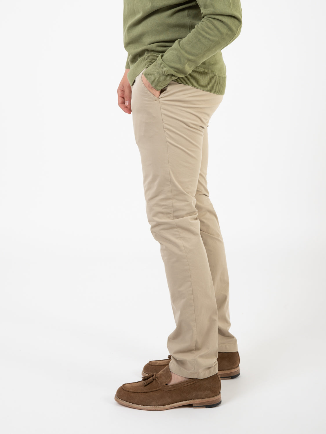Pantaloni in cotone stretch beige