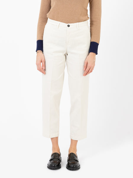 Pantaloni Jean-W cotone e seta gesso