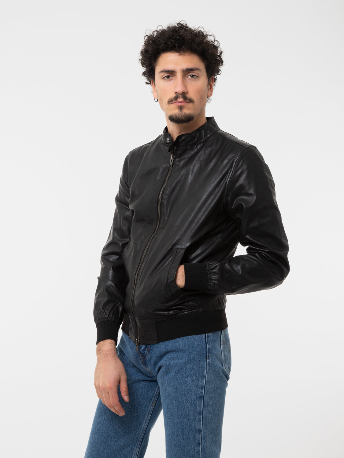Bomber in nappa nero