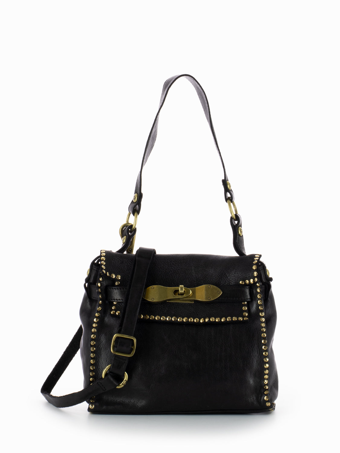 Small one shoulder bag in black leather