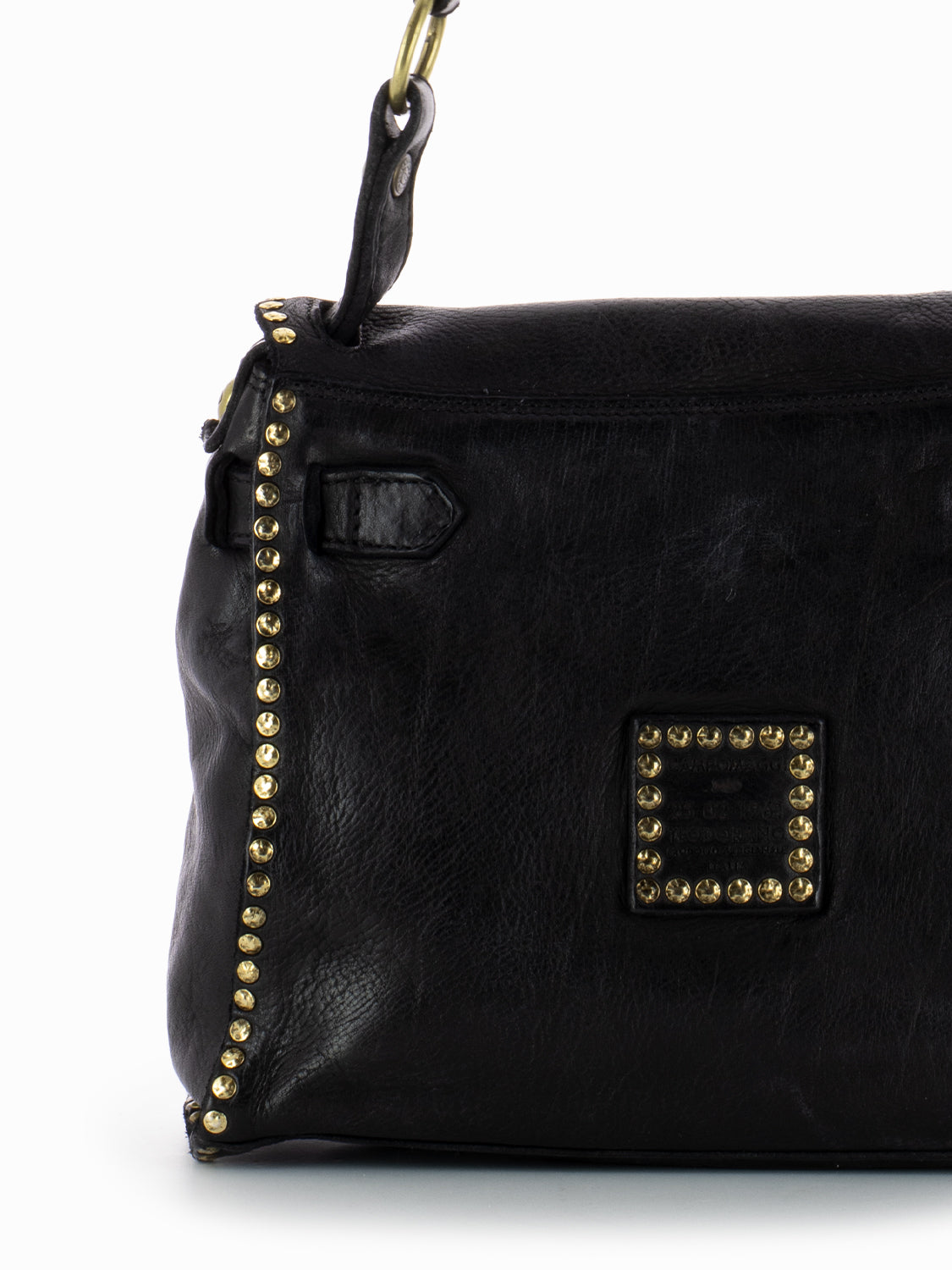 Small one shoulder bag in black leather