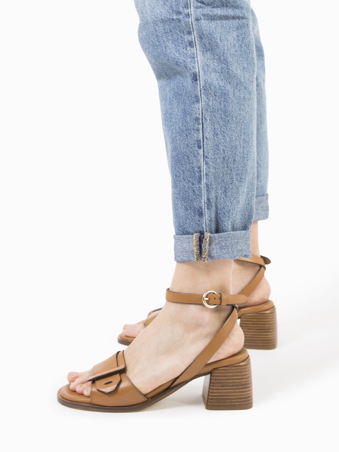 Athena Trim Leather Buckle Sandals