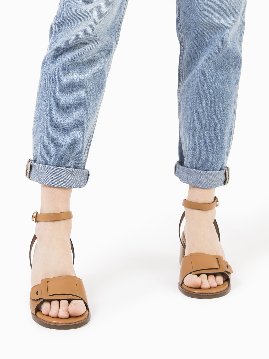 Athena Trim Leather Buckle Sandals