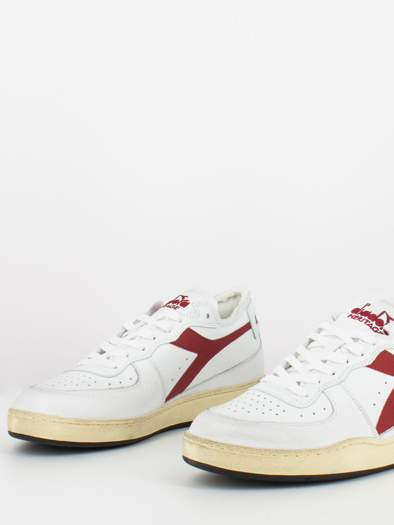 DIADORA HERITAGE - Mi Basket row cut white / garnet