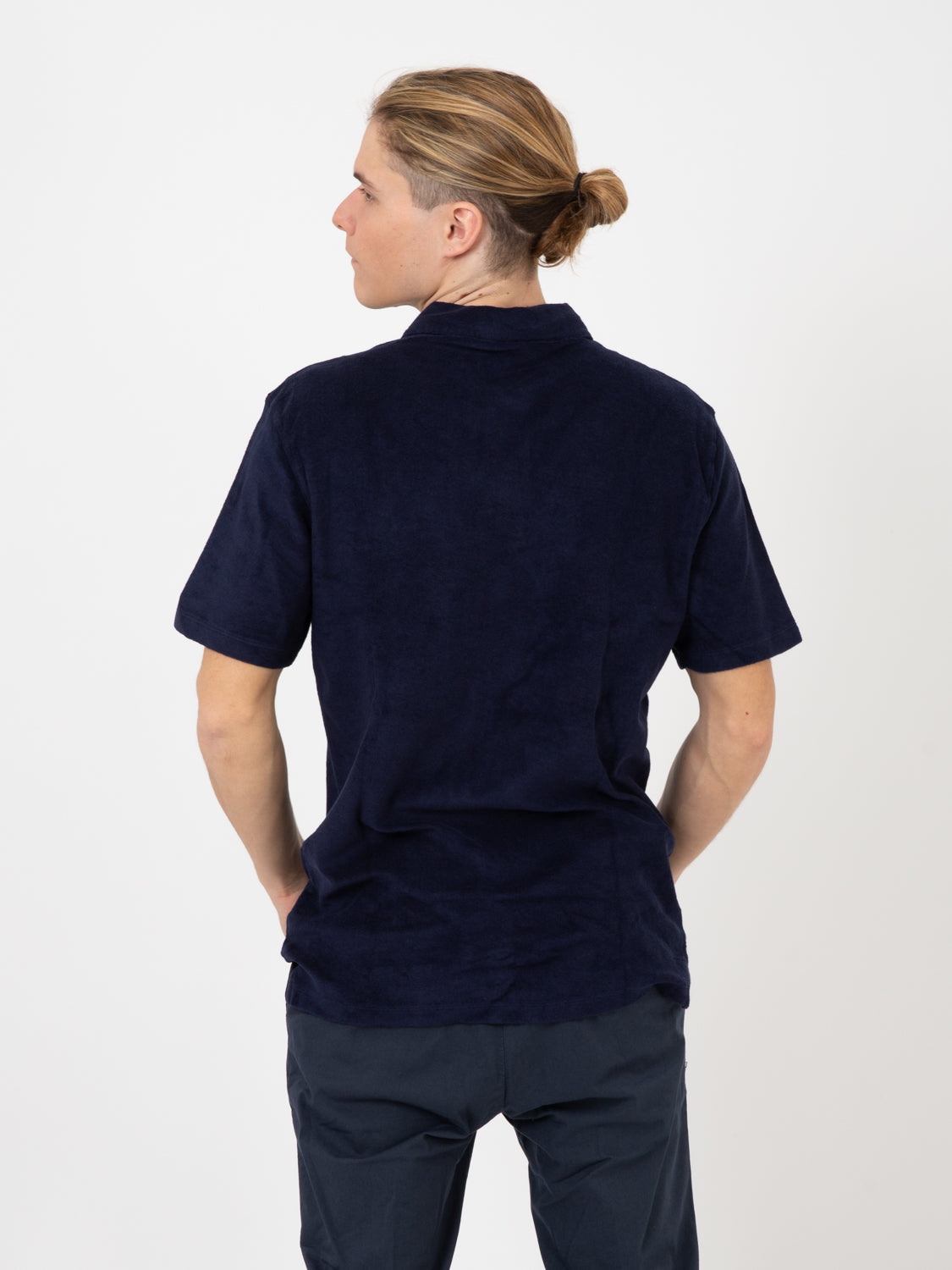 Plain navy terry polo