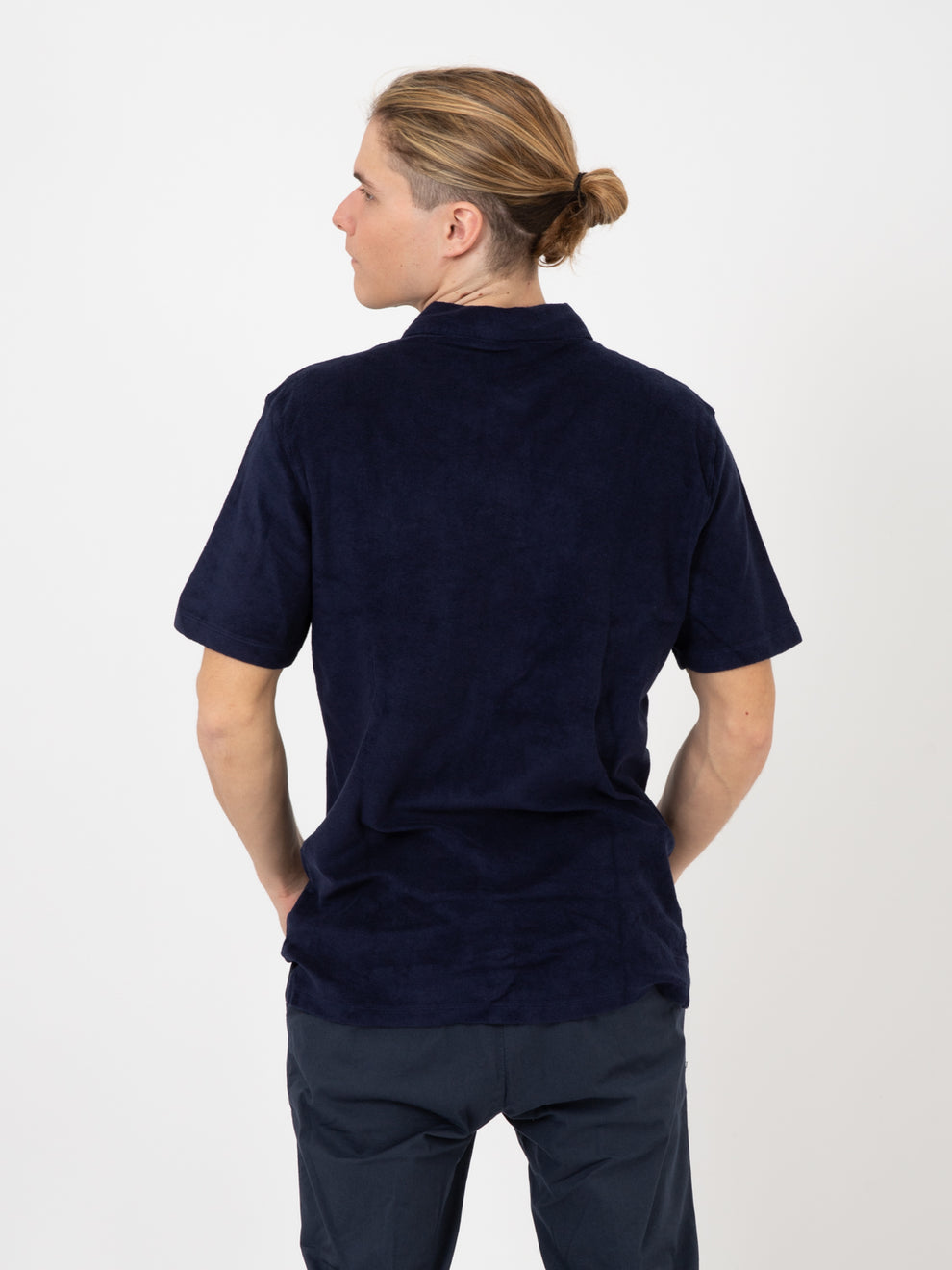 Plain navy terry polo