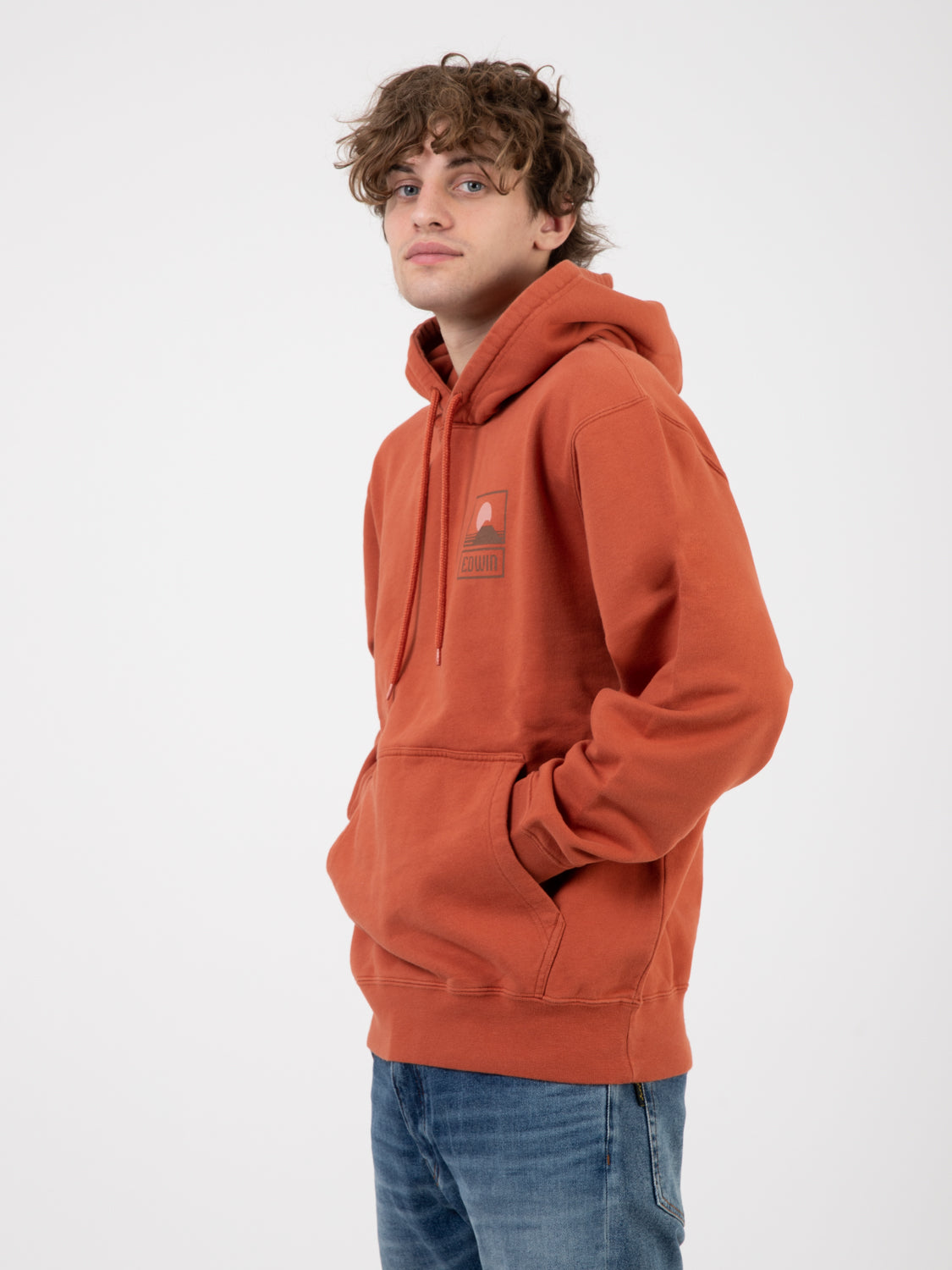 Felpa Japanese Sun Hoodie Sweat baked clay garment washed