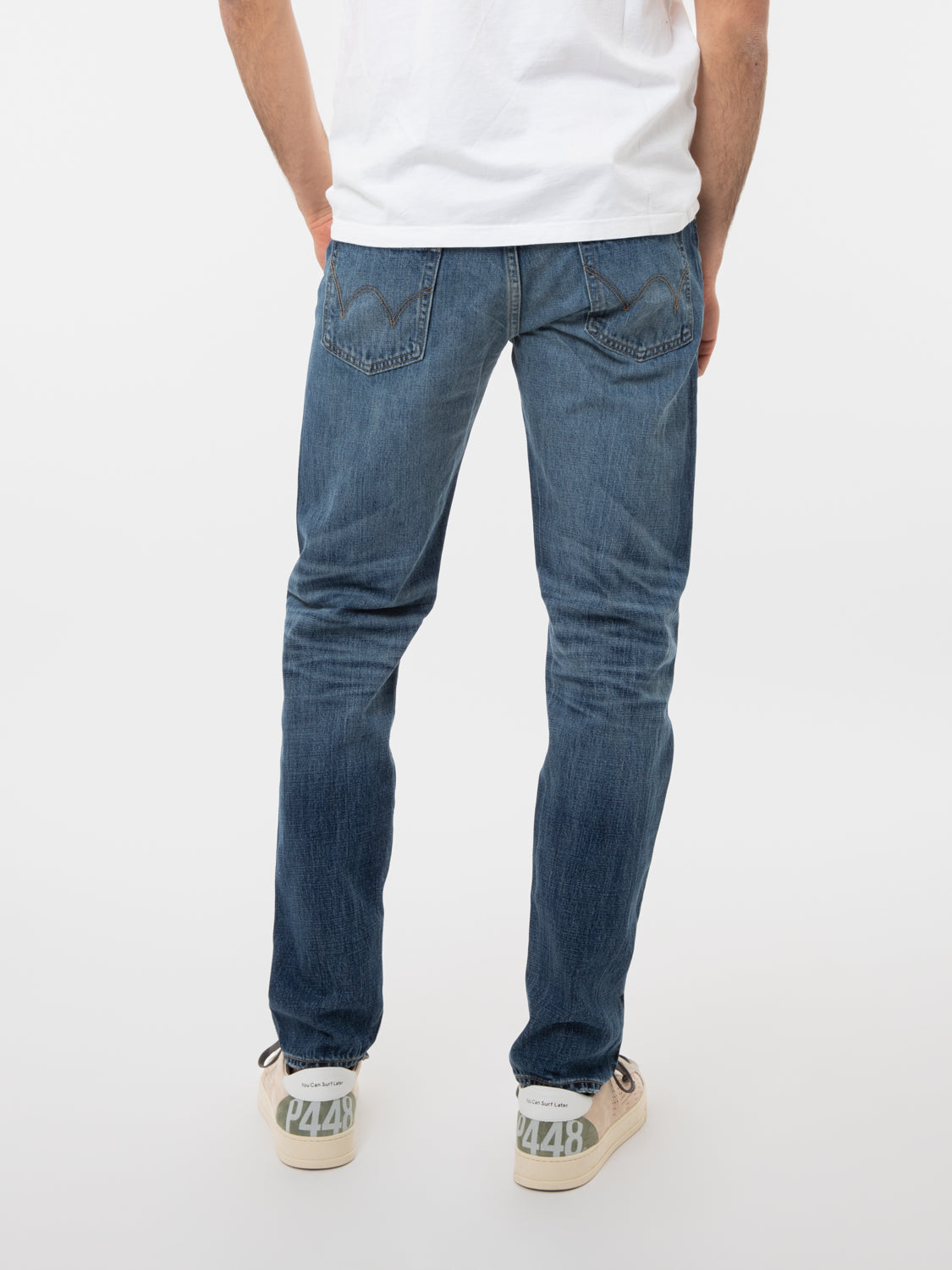 Regualr Tapered mid dark wash jeans