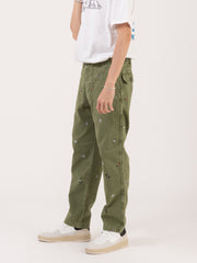 FRONT STREET - Pantalone All Over Embroidery green