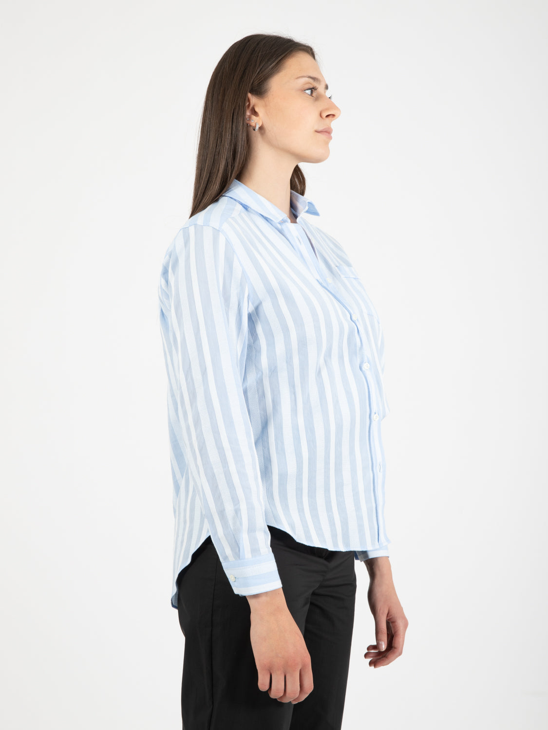 Camicia Asia a righe azzurre