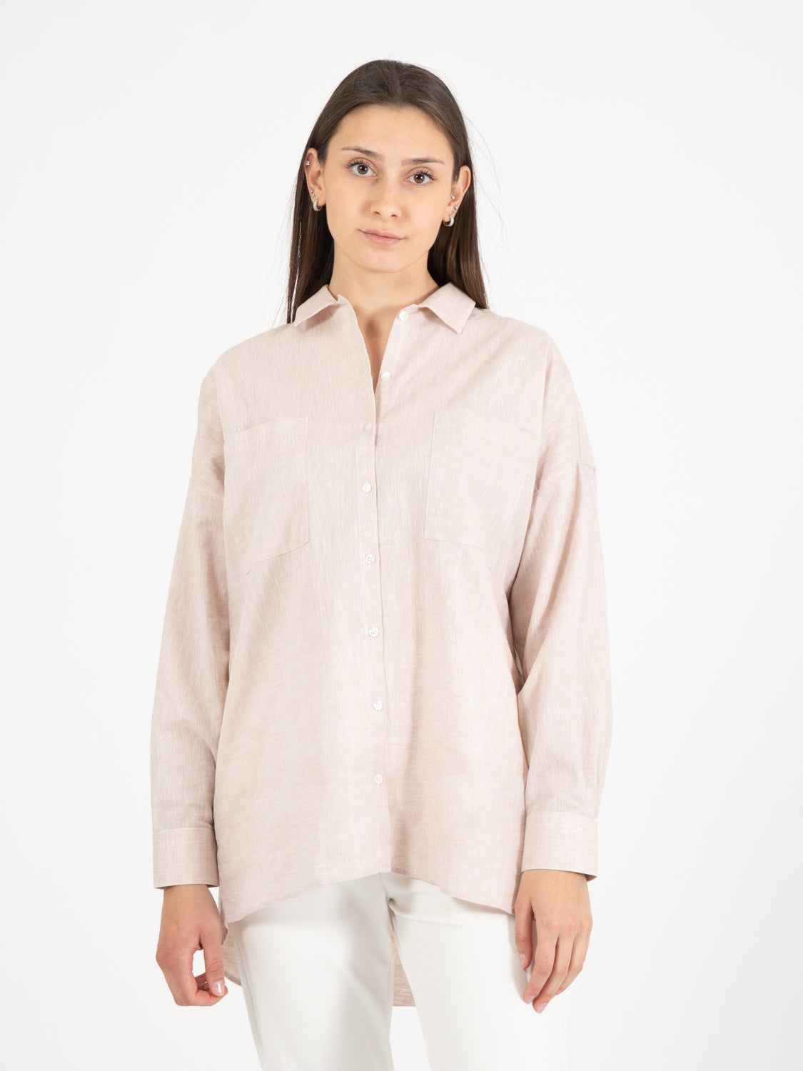 Camicia Cloe lunga beige