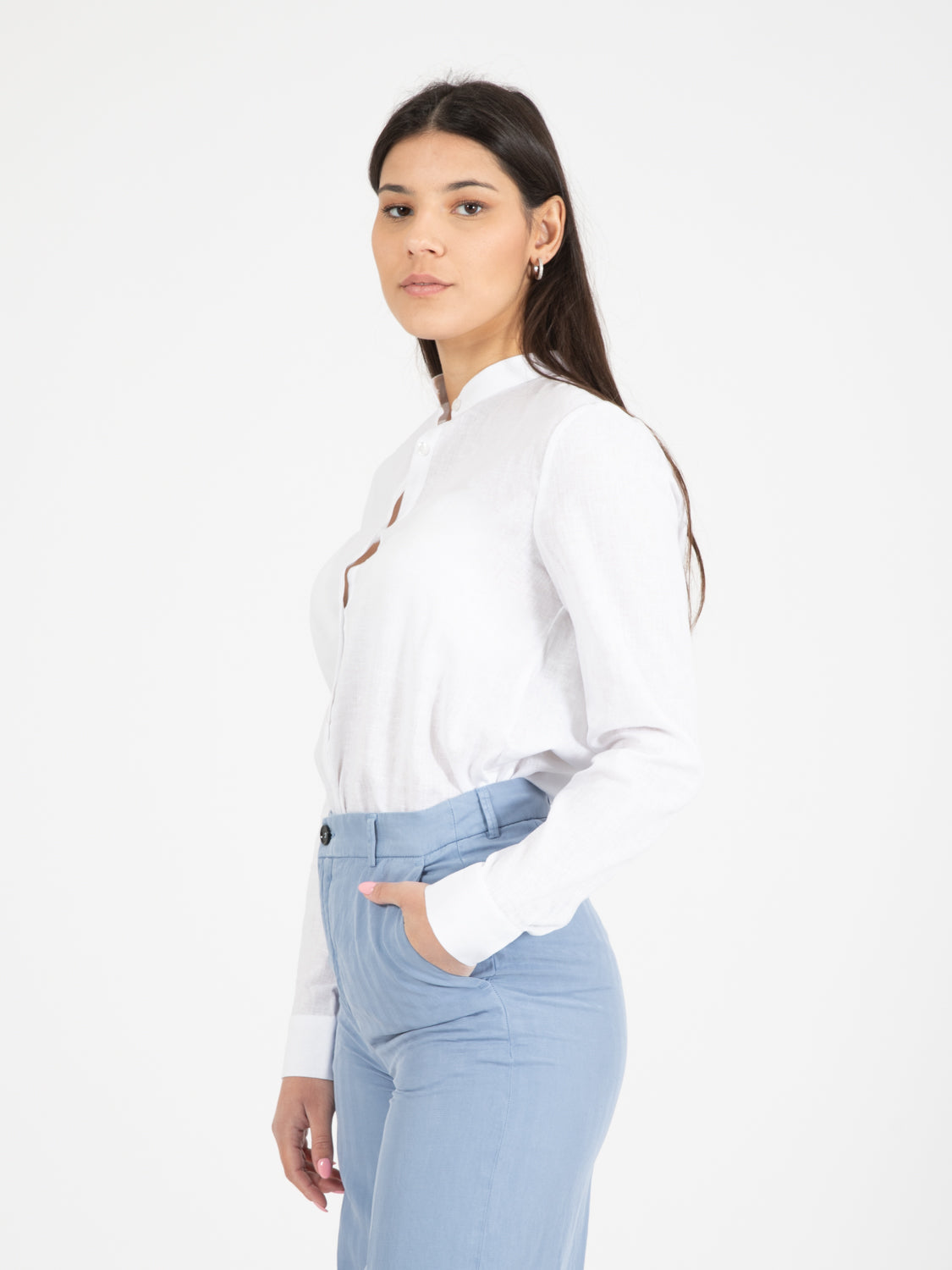 Camicia in lino bianco