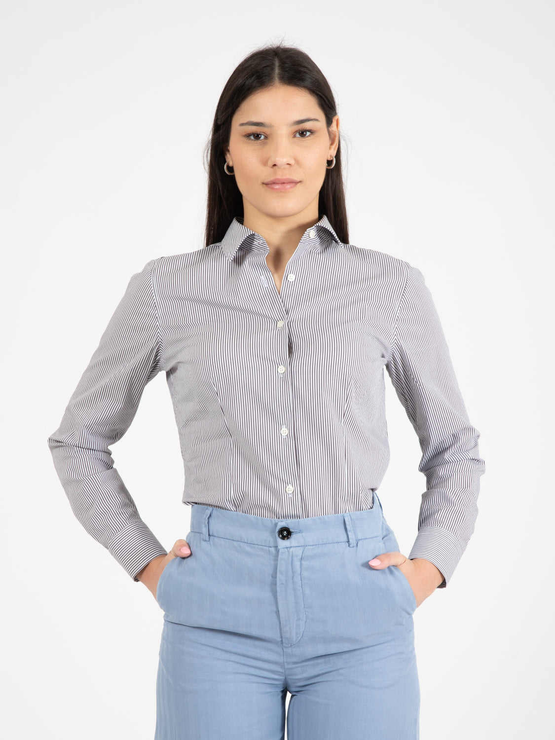 Camicia Marilyn a righe bianco / marrone