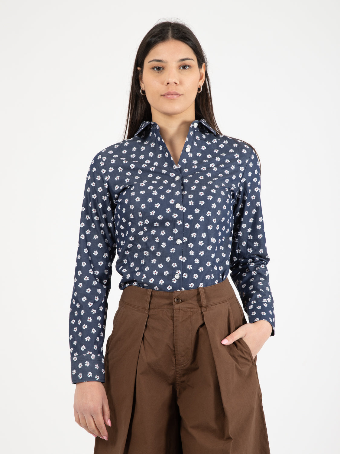 Camicia Marylin blu / fiori