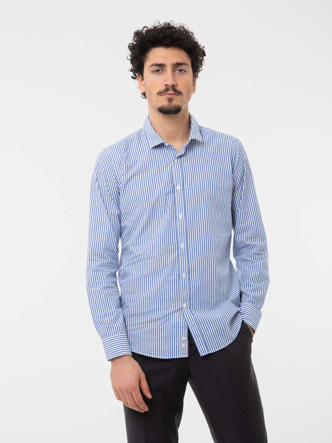 Blue/white striped shirt